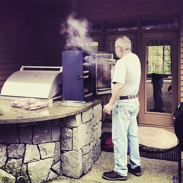 Scot preparing Maupin Farms pork spare ribs at home.