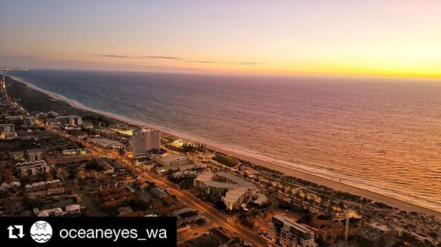 This view 🙌🏼 Keep supporting small businesses through this tough time. Be diligent, proactive and kind ✨ &bull; 
#Repost @oceaneyes_wa with @get_repost
・・・
Friday night lights.  Sunset over Scarborough Beach 🌅 
#drone #dronestagram #dji #mavicpro #dronephotography #perth #wa #justanotherdayinwa #westernaustralia #perthisok #oceaneyes #perthlife #aerial #perthnow #abcmyphoto #visitperth #perthvibes #westernaustraliauncovered #perthguide #cityofperth #perthstagram #thisiswa