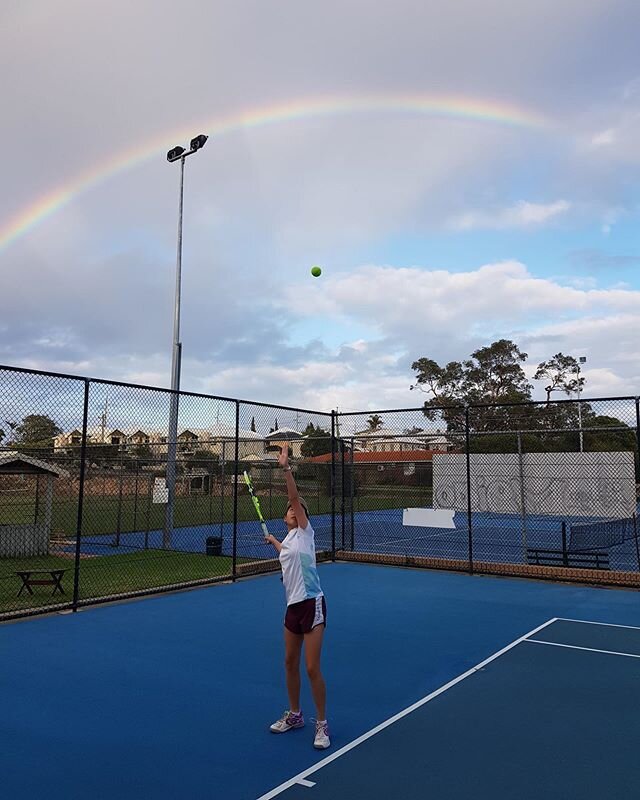 Serving up a storm ☁️🌈 &bull; 
#scarboroughtennis #tennisclub #tennisacademy #tennisserve #rainbow #perthkids #whereiplay #playtennis #inscarborough #girlsintennis #serve #viewing #inspo #perthisok #activeinperth #tennisaus #tenniswest