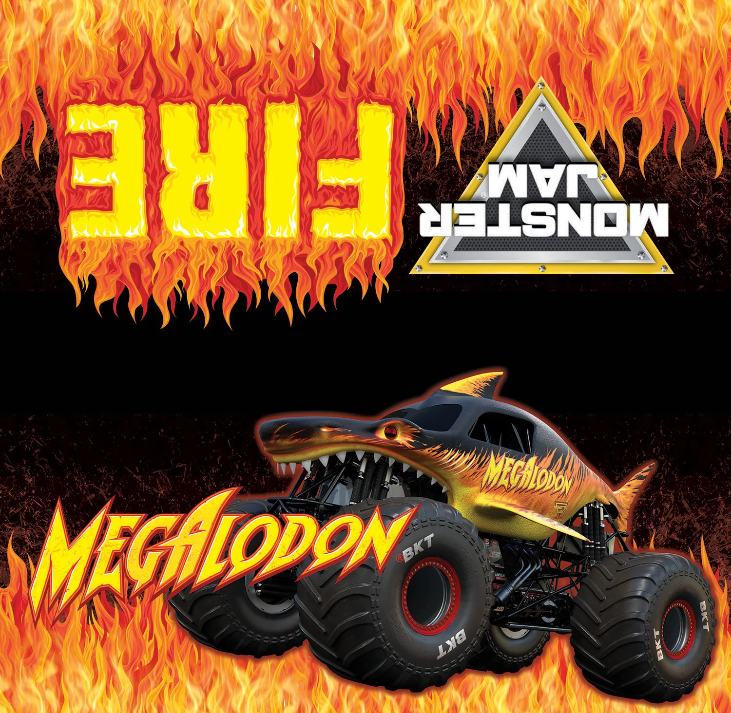 Bike rack banner for autograph line at Monster Jam pit party