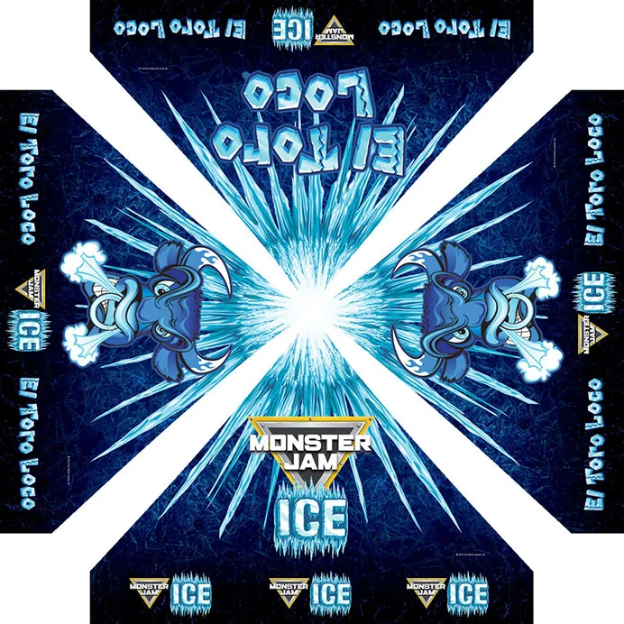 Artwork for shade tent above drivers during Monster Jam pit party autograph sessions