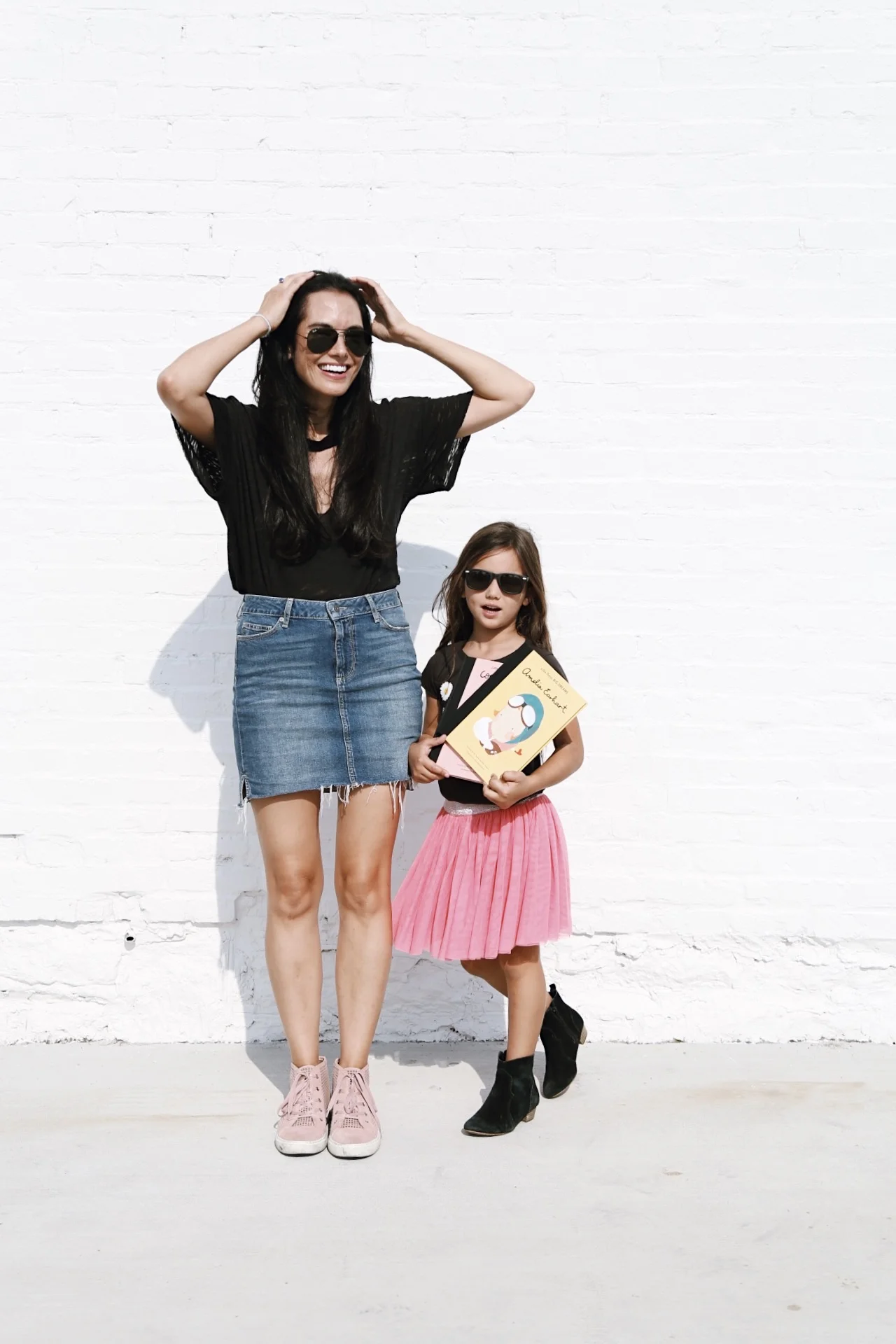 | aviators | black cutout tee | denim skirt | high tops | youth sunnies similar | books | booties | skirt | tee (similar | | image by Sydney Clawson | 