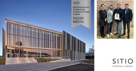 SITIO was thrilled to receive the 2023 AIA Pennsylvania Silver Medal award for 2500 League Island Boulevard. Developed by @gattuso_development_partners, this life sciences GMP manufacturing facility is focused on offering an imageable presence while 