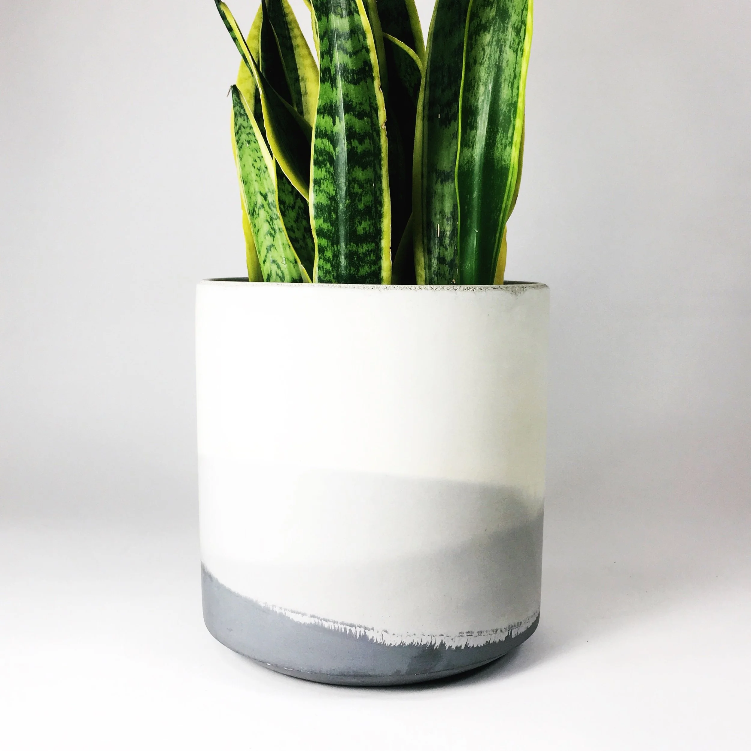9" Straight Sided Concrete Pot / Gray Multi Tone