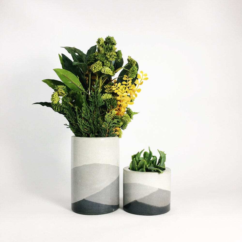 Concrete Vases / Gray Multi Tone — SETTLEWELL | Modern Planters and Home  Goods