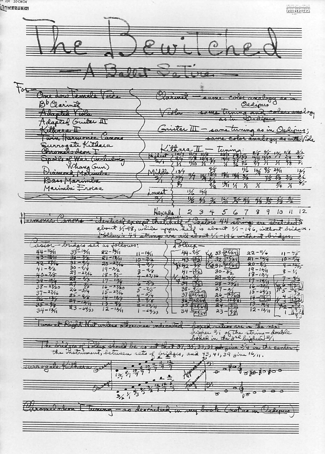 Title page of the score from the early, unperformed version of The Bewitched .