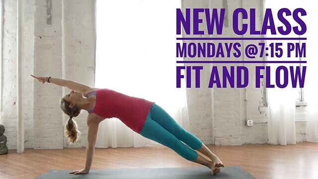 Switch up your workout routine with a combo of yoga, Pilates and barre! Mondays@7:15 pm🧘&zwj;♀️💪
