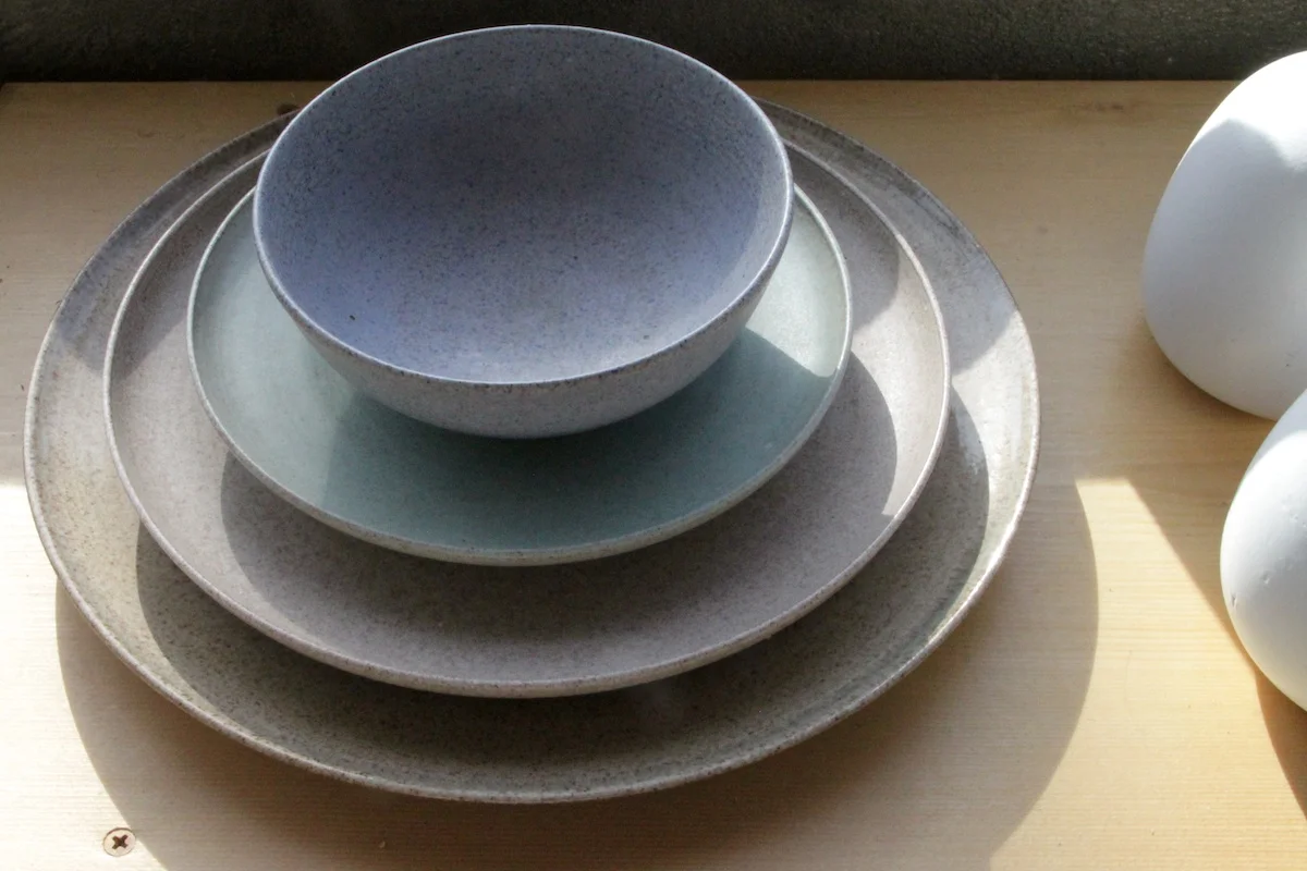 Original dinnerware set thrown by Edith Heath. Studio of Tung Chiang/Heath Clay Studio. San Francisco, CA. 2014 