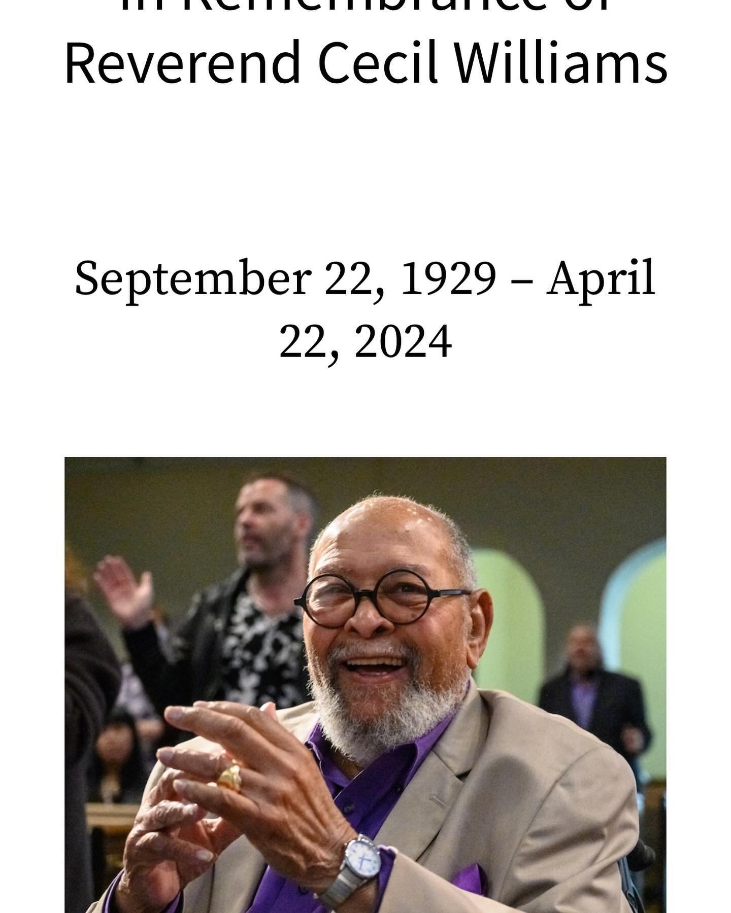 San Francisco has lost the legendary Reverend Cecil Williams, of Glide Memorial Church. Reverend Williams gets a strong mention in our play. He accommodated Vanguard Youth organization with an office and a printer at Glide Church. Cecil Williams is q