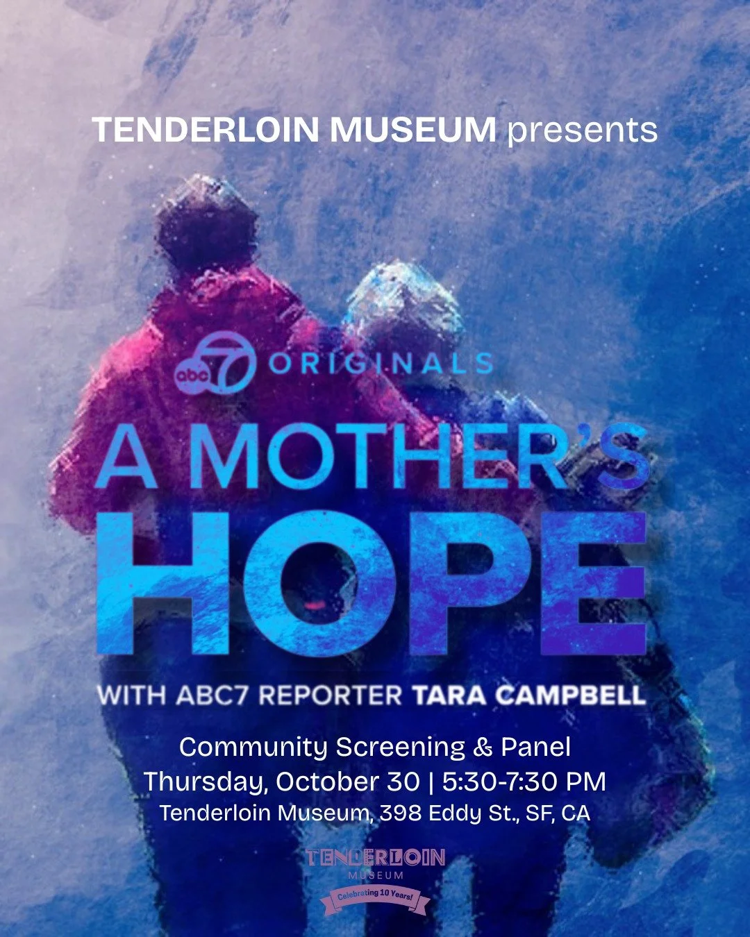 π₯ Next week at the Tenderloin Museum!
Join @abc7newsbayarea and @taraabc7 for a special community screening and panel Q&A of A MOTHER’S HOPE — Thursday, October 30, 5:30–7:30 PM.
This new ABC7 Originals documentary follows th