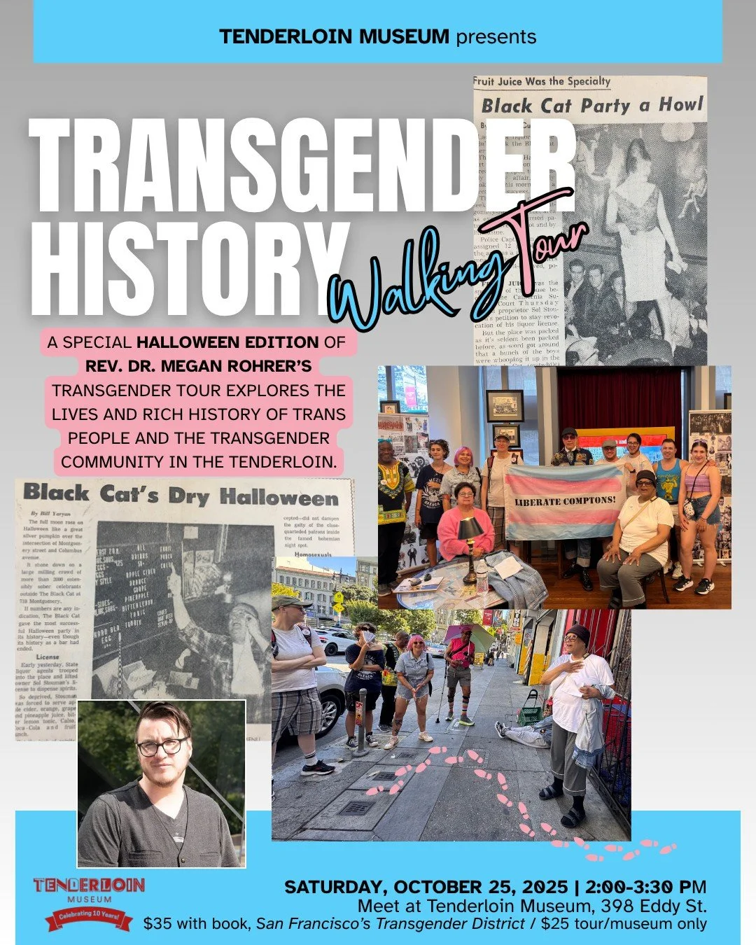 π Join us tomorrow! π
Celebrate Halloween with Rev. Dr. @mmrohrer on a special edition of our Transgender History Walking Tour — exploring the Tenderloin’s deep legacy of trans art, resistance, nightlife, and joy. Discover why Hallowee