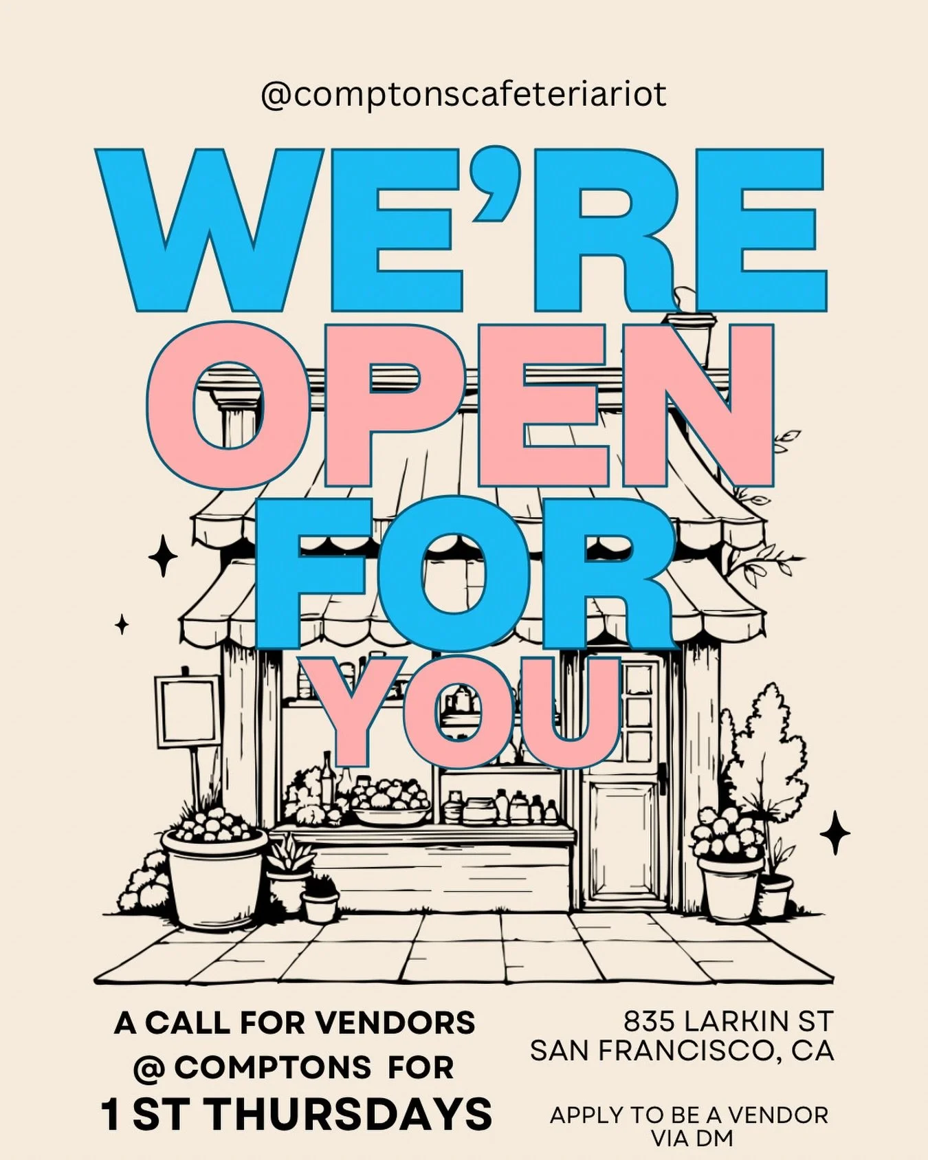 Seeking folks to sell their wares at our Second 1st Thursday Market : Valentine Vend * Sip, Shop &amp; Smooch 💋

&hearts;️ February 5th, 2026 from 6-9pm at 835 Larkin St. &hearts;️

DM @alkneeyoda for your chance to table and make Compton&rsquo;s re