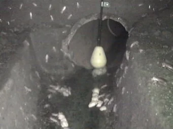 Sewer network with zero light inside manhole. This shows the quality of image obtained inside completely dark environment. 