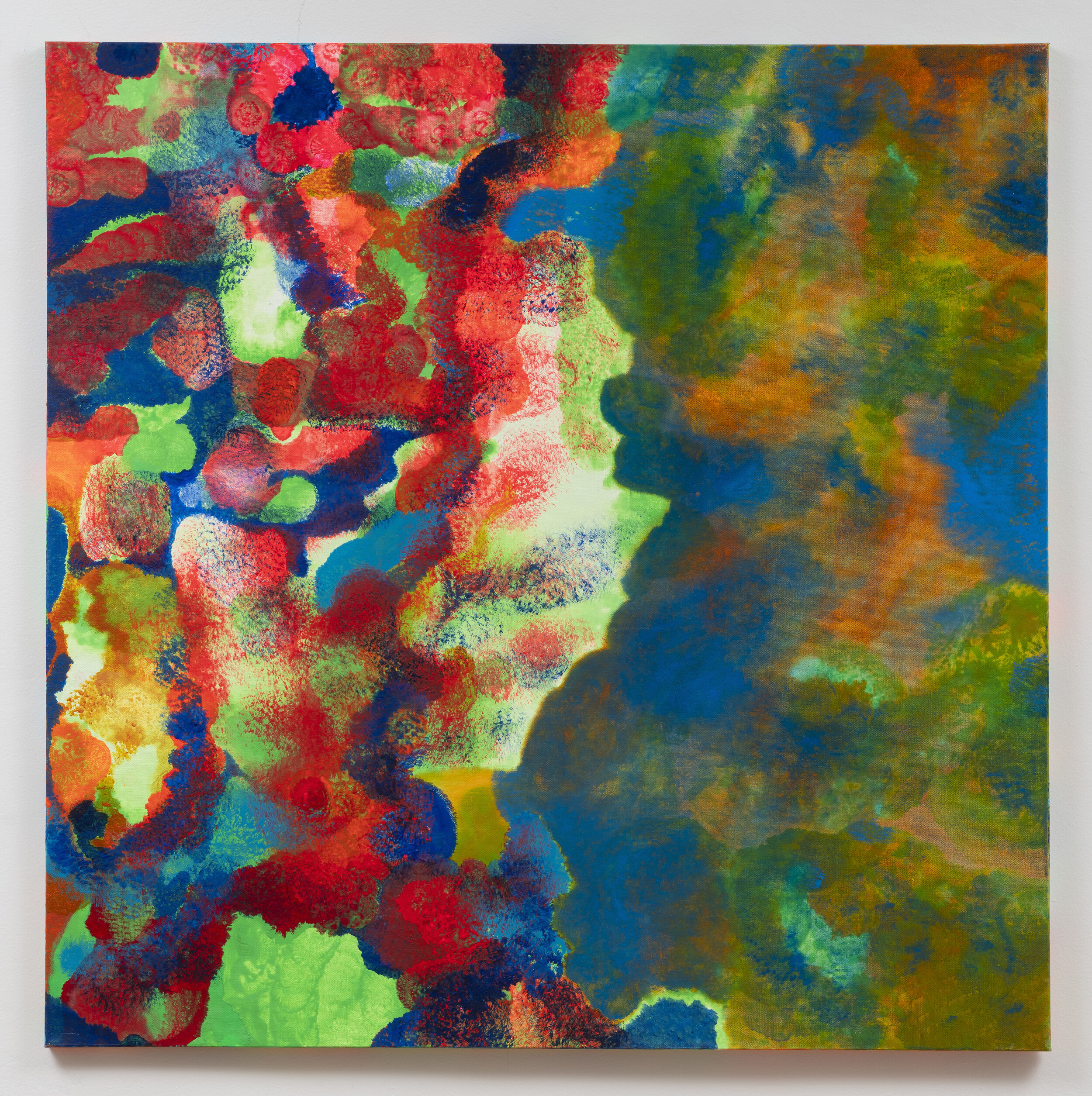 bifurcated , Flashe, Acrylic, and Oil on Canvas, 36” x 36”, 2020