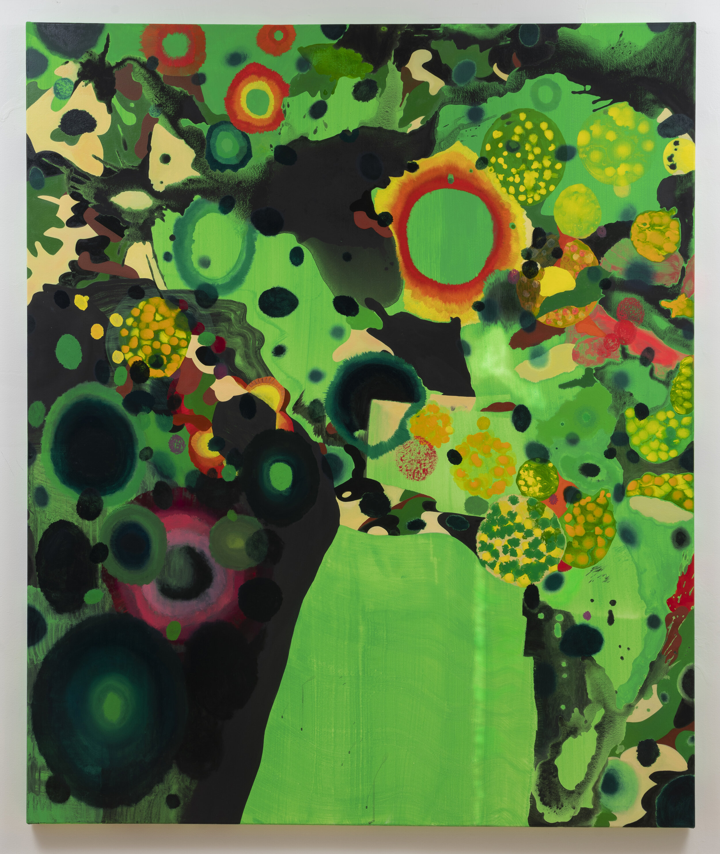Dizzy Dots I , Acrylic, Flashe, and Oil Paint on Canvas, 60” x 72”, 2020