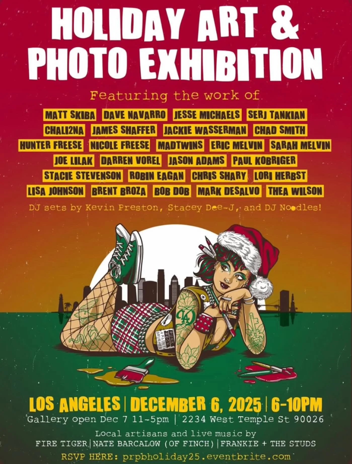 We will be playing the @punkrockandpaintbrushes gallery opening on DEC 7TH at 3pm!! Lots of amazing art, vendors, live music&hellip; plus it&rsquo;s our last show of 2025 so you better be there!!!!
