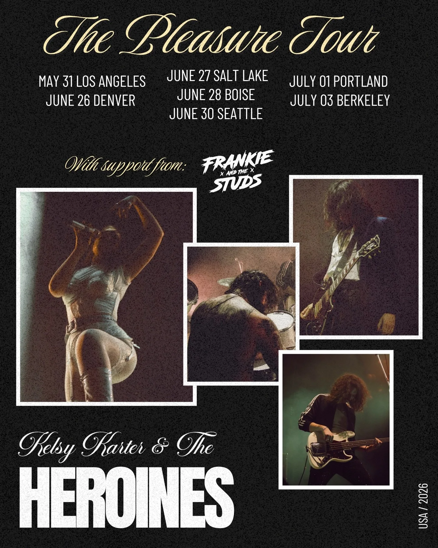 We are beyond excited and honored to announce we will be joining the amazing @kelsykarter @andtheheroines as direct support on The Pleasure Tour this summer! ❤️&zwj;🔥

Tickets on sale now! 

MAY 31ST - LA, CA - @theroxy 
JUNE 26TH - DENVER, CO - @hq