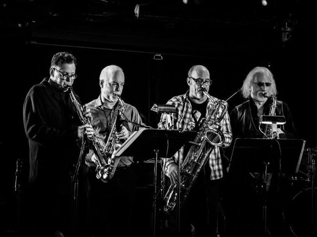 L-R: Bruce Ackley, Steve Adams, Jon Raskin, Larry Ochs. Photo credit: Peter Gannushkin