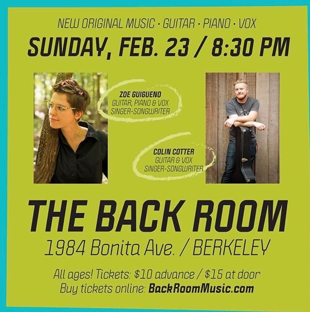 Tomorrow night.... @clncotter &amp; @zguigueno live at @thebackroomberkeley