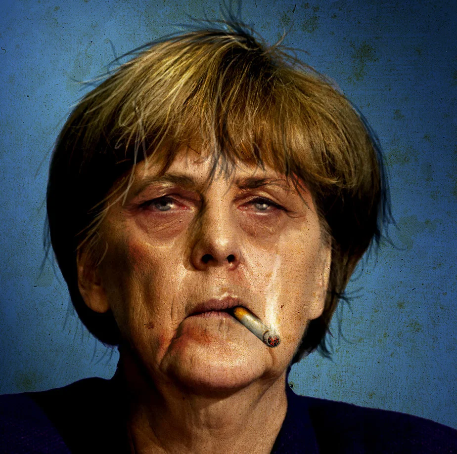 Niklas-Hughes-Illustration-Politiker-Angela Merkel-Photoshop-Zeichnung-coloriert.jpg
