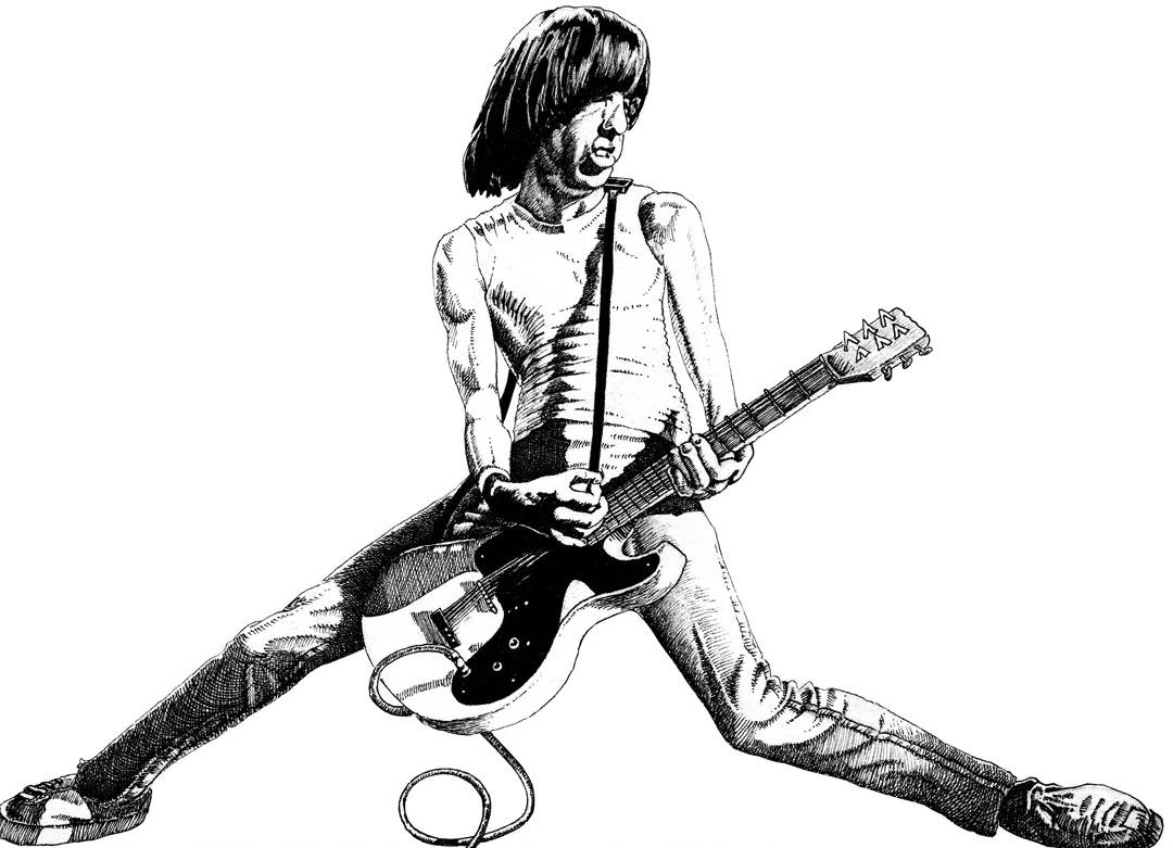 Niklas-Hughes-Illustration-Ramones-Johnny Ramone-Strich-Zeichnung-schwarz-weiss.jpg