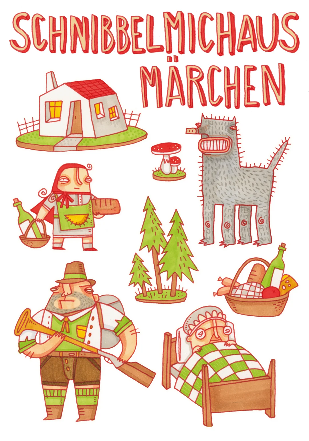 Angela-Wittchen-Illustration-Schnibbelmichaus-Rotkaeppchen-Maerchen-Postkarte-Bastelbogen.jpg