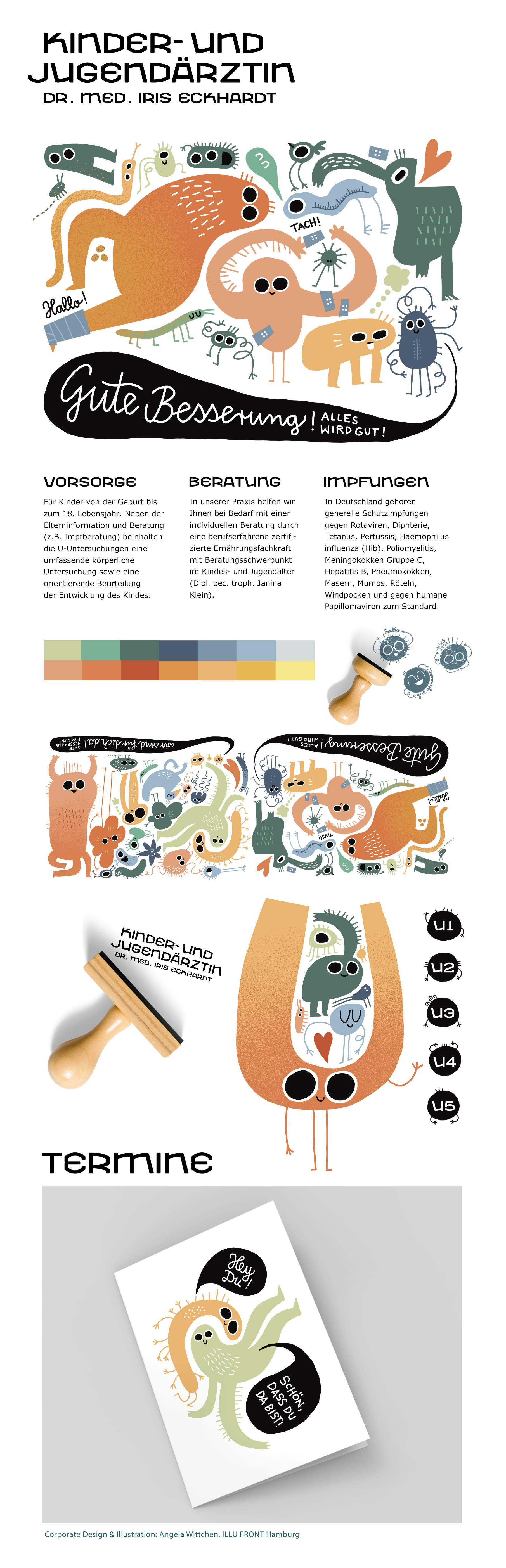  Design elements of the corporate design for Kinderarztpraxis Dr. med. Iris Eckhardt, Nürnberg, Germany.  