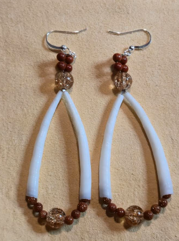 Dentalium Earrings: Goldstone