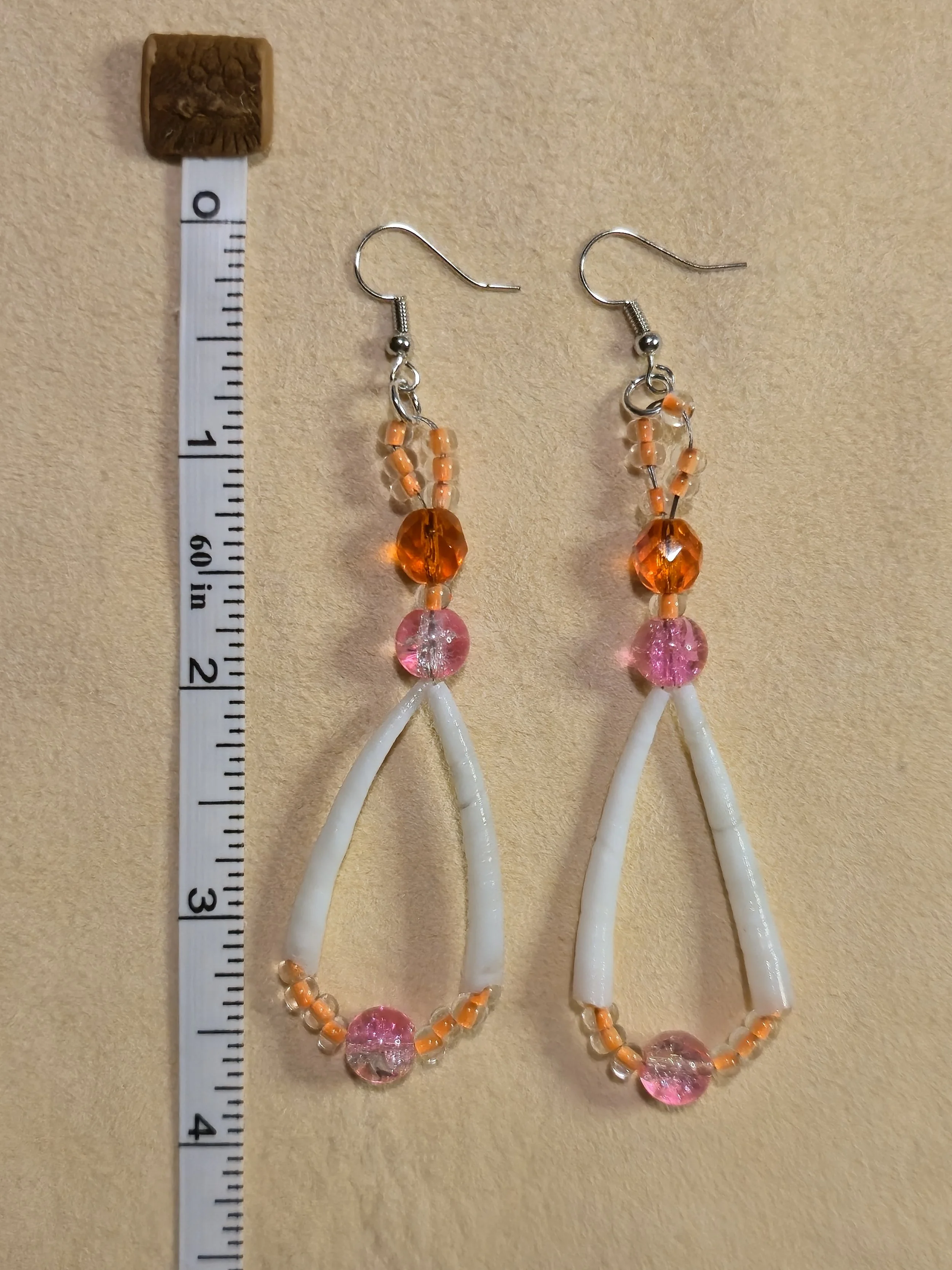 Dentalium Earrings: Salmon Glow
