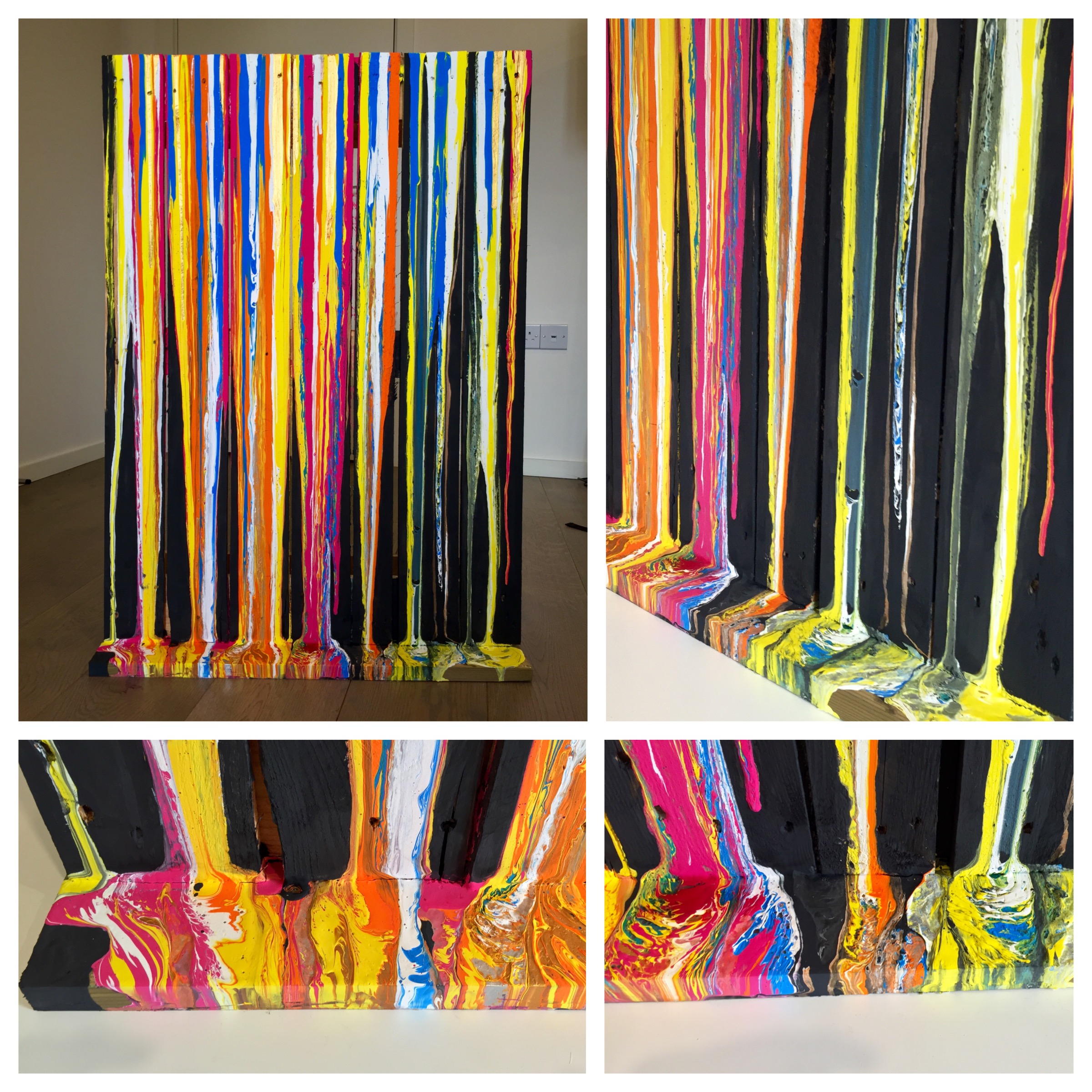 Fluidity of Life Part II, 2016. Acrylic on wooden pallet, 95 x 65 cm