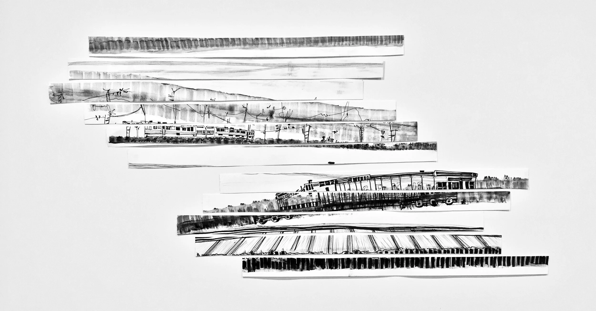 Mom, are we home yet, Part I, 2016. Pen and pencil on paper. 115 x 65 cm