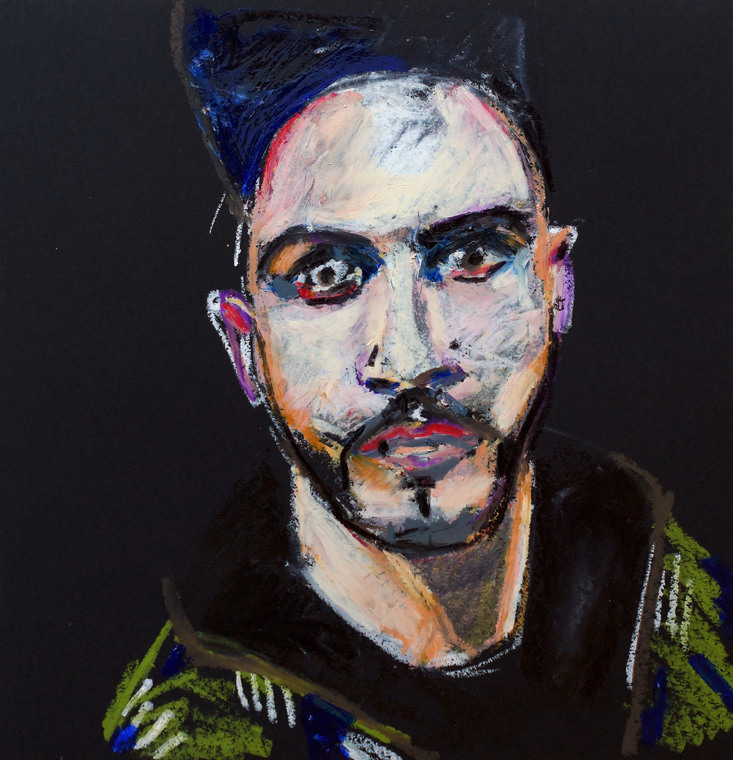 Alessandro | Oil pastel on black cartridge | 44 x 43 cm (framed) | £140