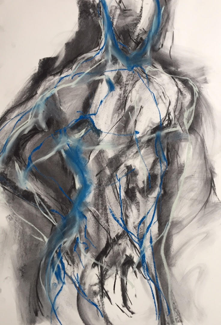 Blue Motion, 2017 | Charcoal and Pastel | 74 x 99 cm | £850