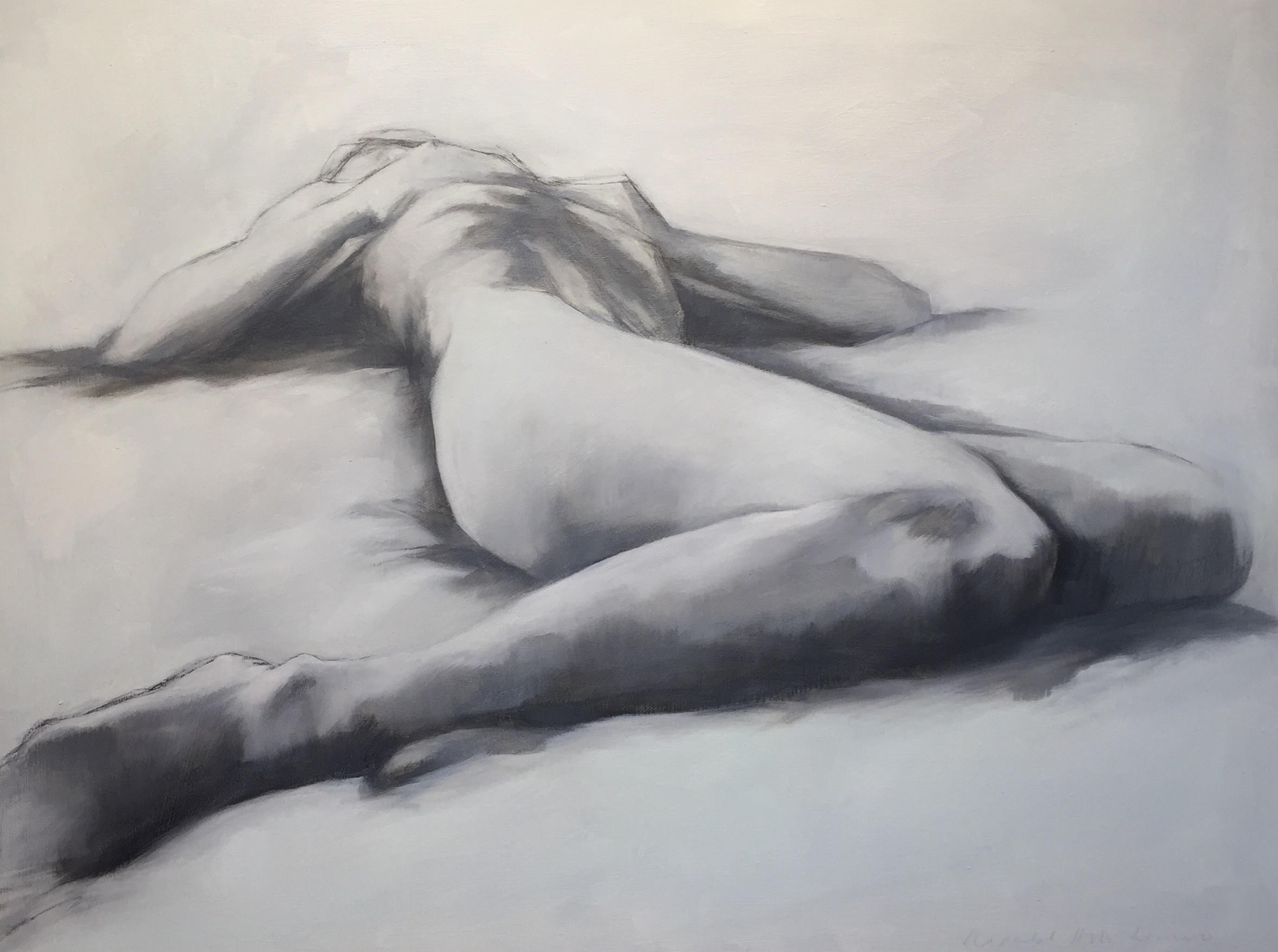 Lying Nude, 2016 | Pencil and oil paint on paper | £850