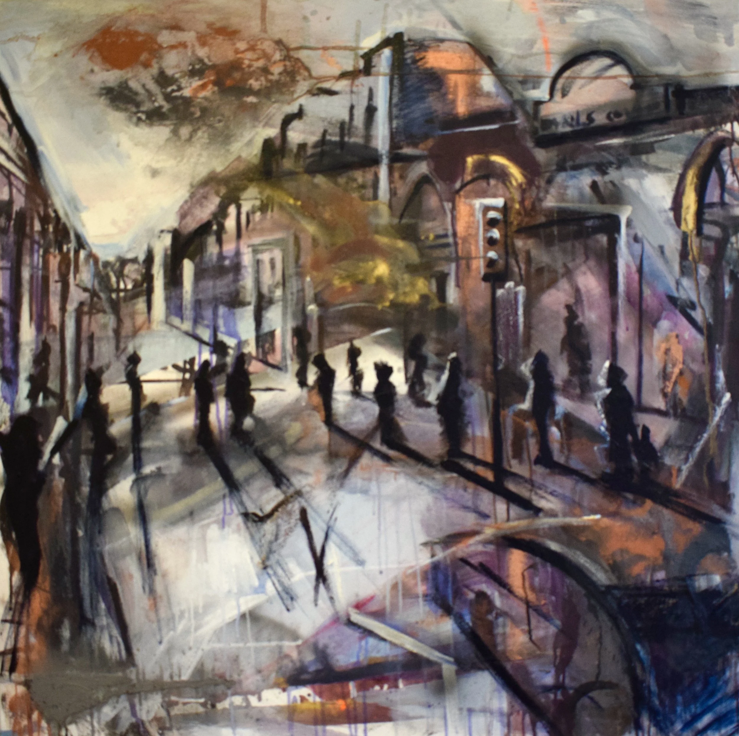 Crossing. Mixed Media on canvas. 1 x 1m £2000, Tom Cox + Judith Brenner.jpg