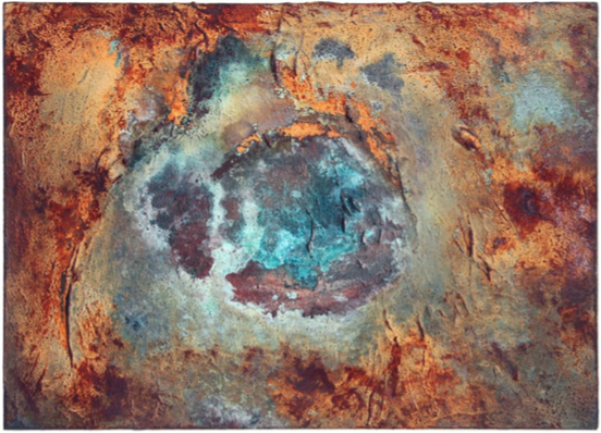 Oasis | Sand, copper and iron, acrylic paint & polyfiller on canvas | 50 cm x 70 cm | £1,600