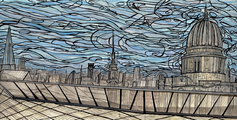 The Change City View, 2015 | Ink on paper | 127.5 x 67 cm (framed) | £4,460