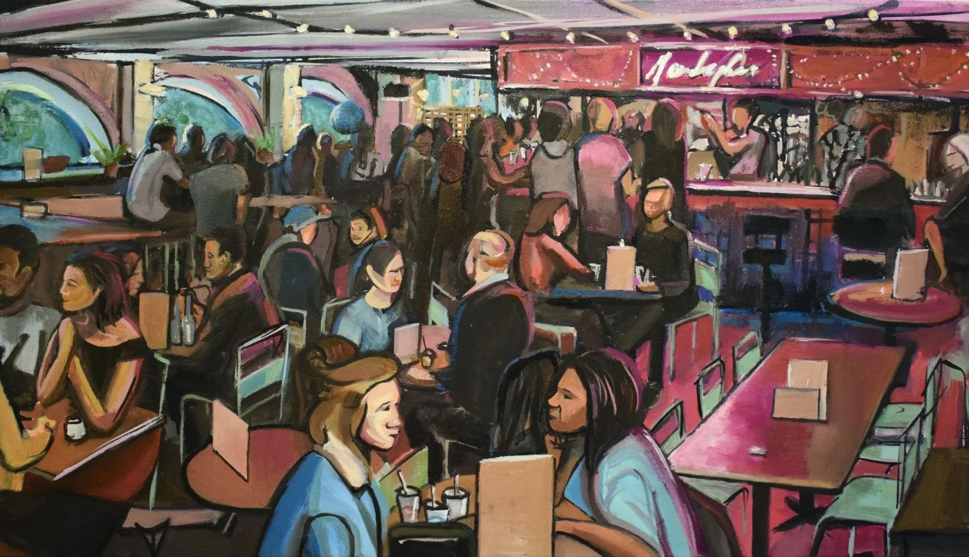 Near and Far Bar, 2018 | Ink & oil on canvas | 80 x 40 cm | £750