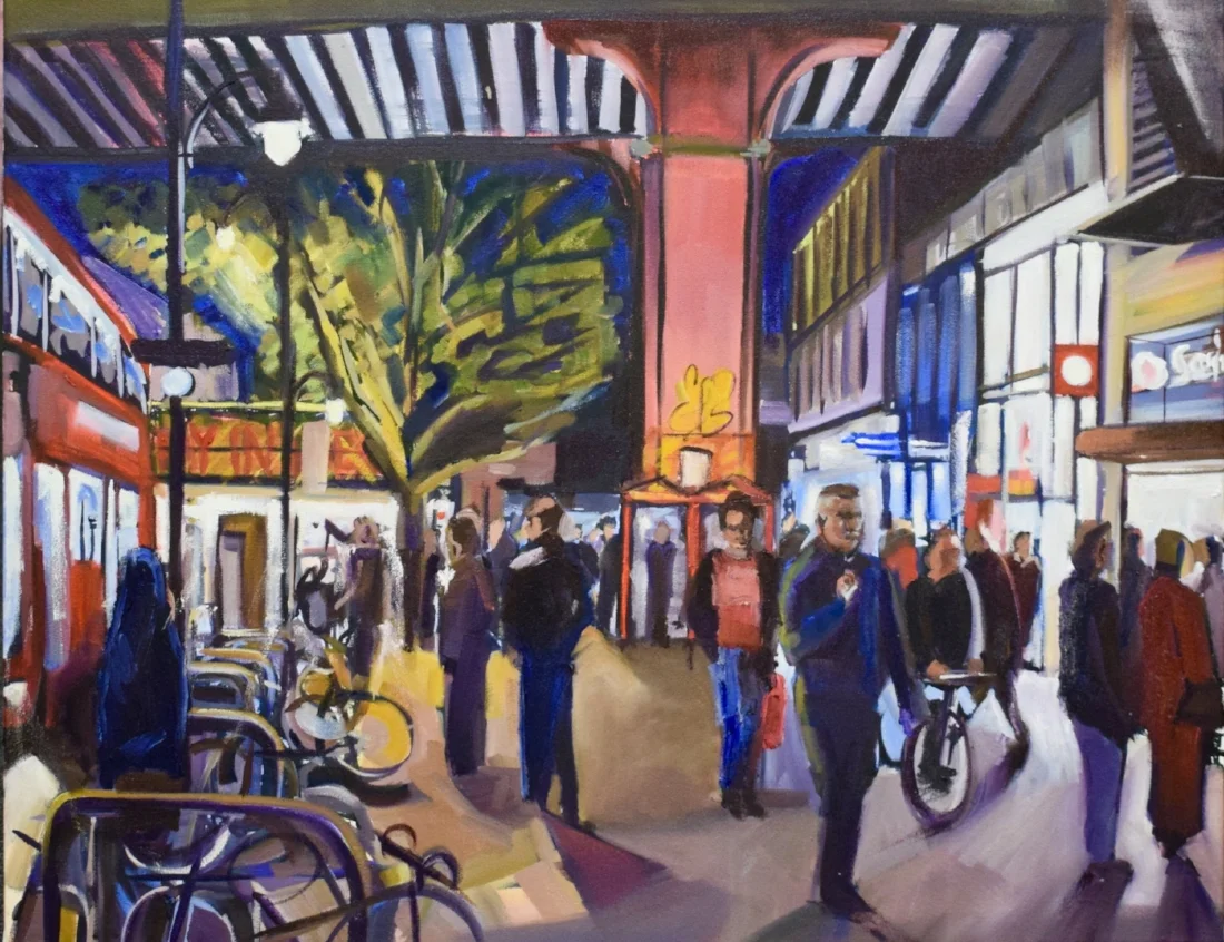Night Time Rush, 2018 | Ink & oil on canvas | 70 x 55 cm | £850