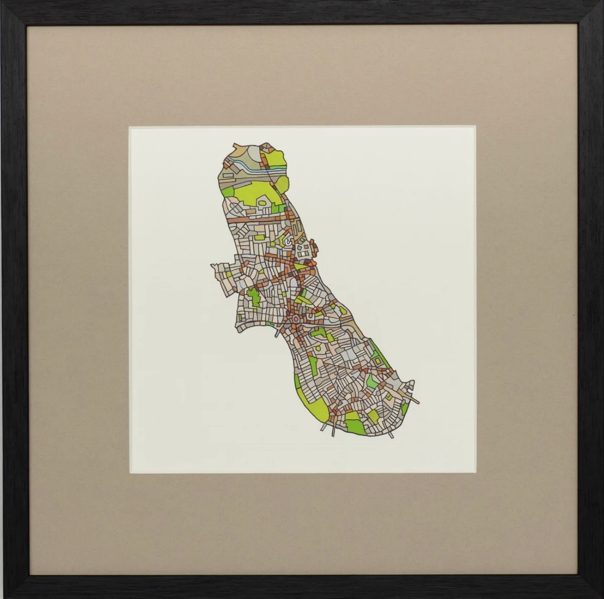 London Borough of Hammersmith & Fulham 2018 | Ink on Paper | 44 x 44 cm (framed) | £450
