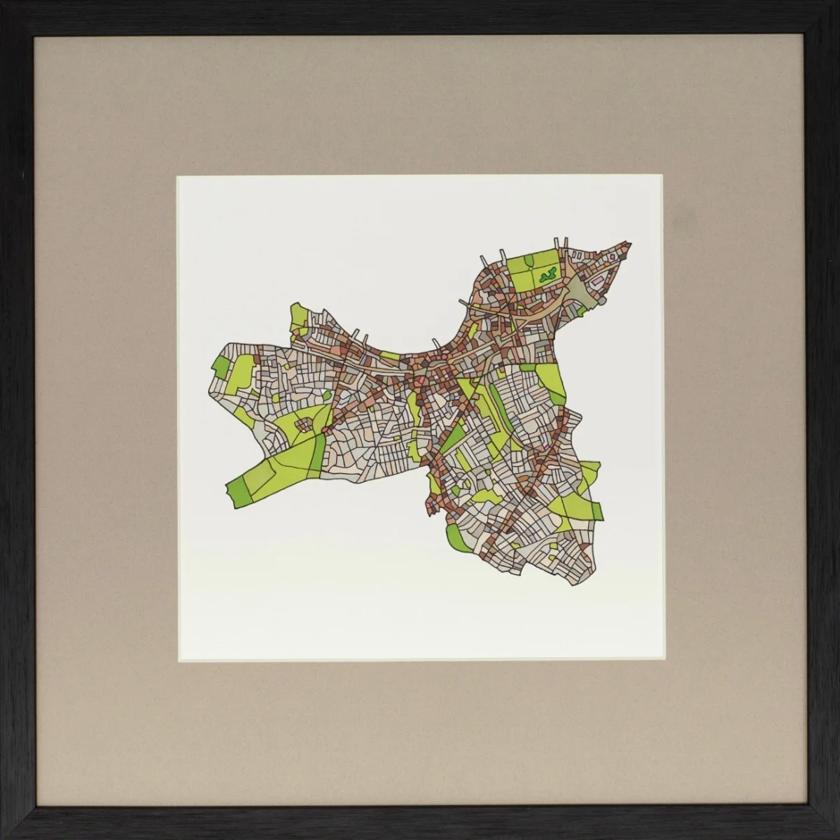 London Borough of Wandsworth 2018 | Ink on Paper | 44 x 44 cm (framed) | £450