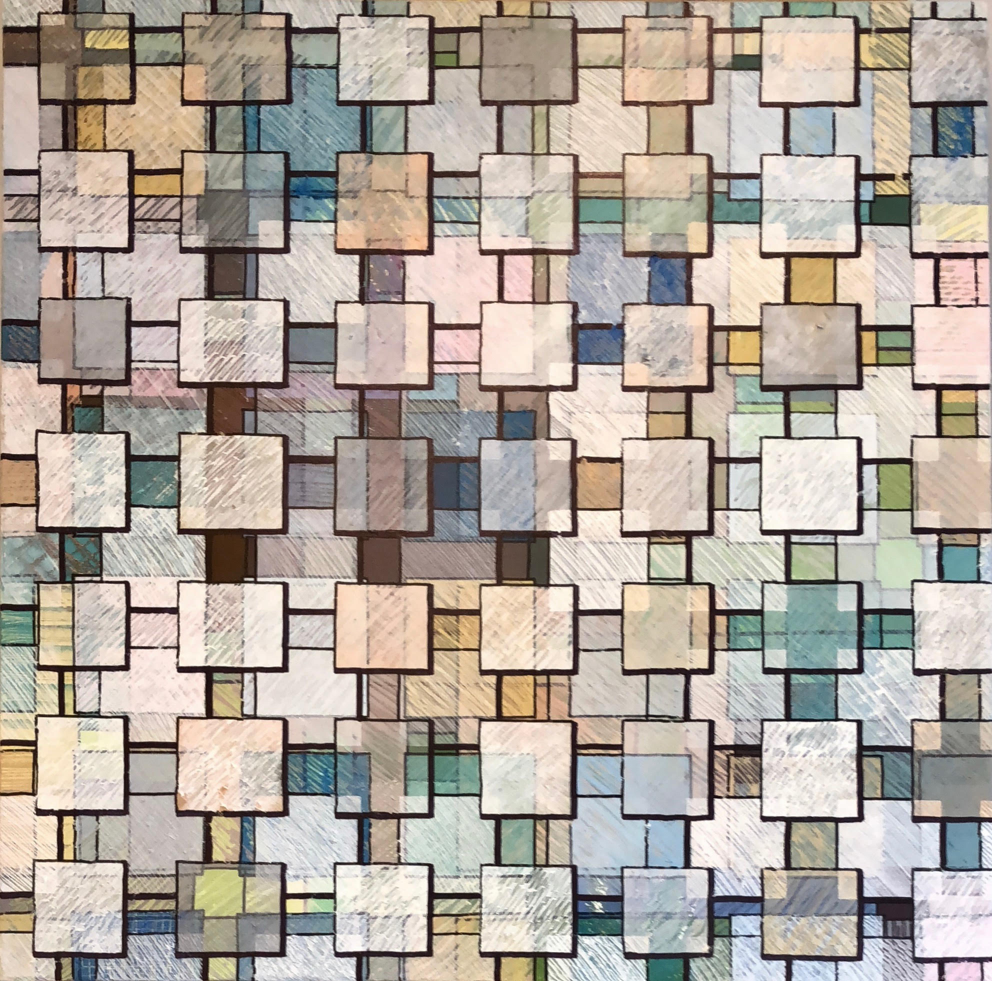 Grid Two, Cloud Grid, 2018 | Mixed Media on Canvas | 90 x 90 cm | £850 (framed)