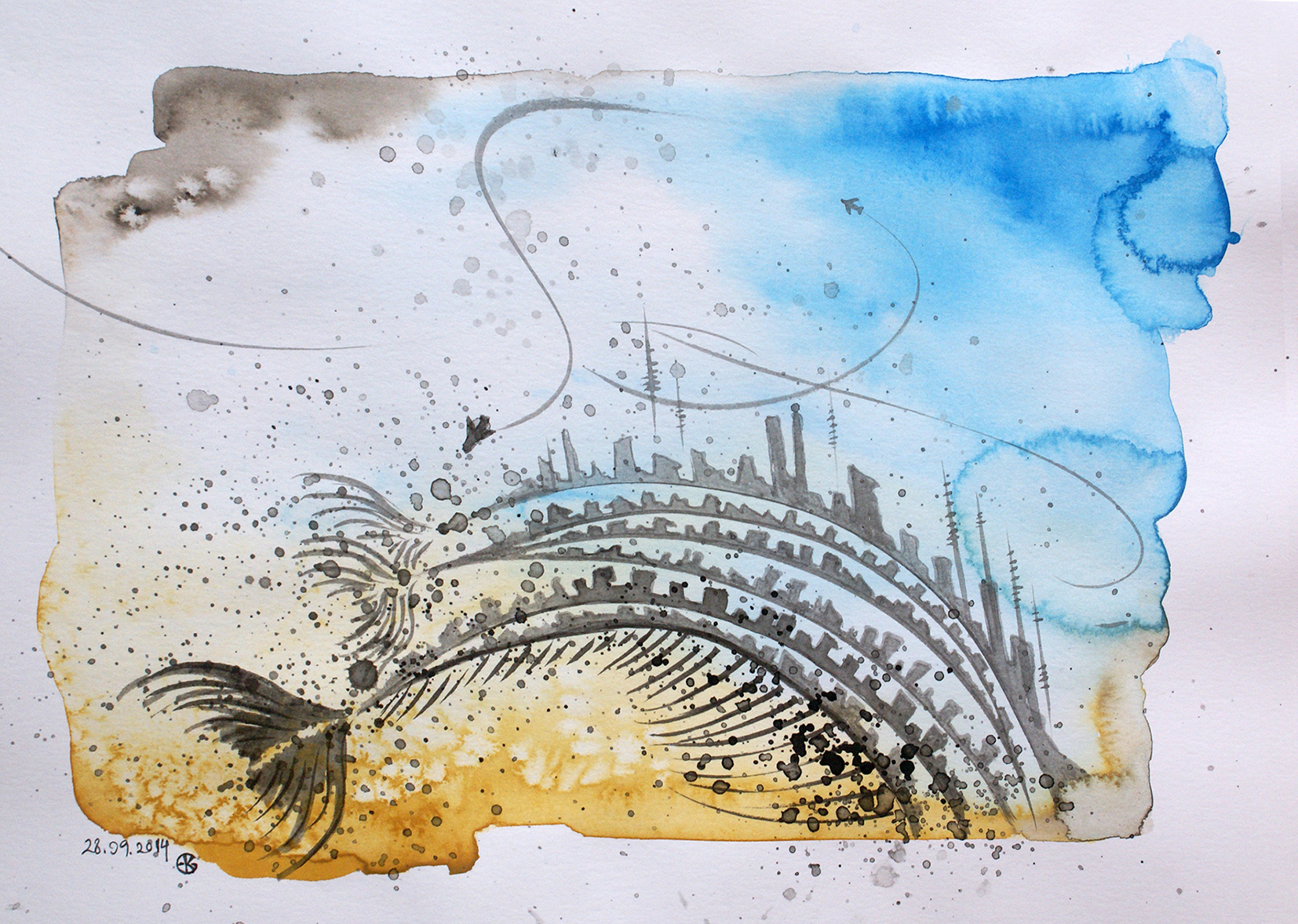 Spine3, 2014 | Watercolour & ink on paper | 21 x 30 cm | £370