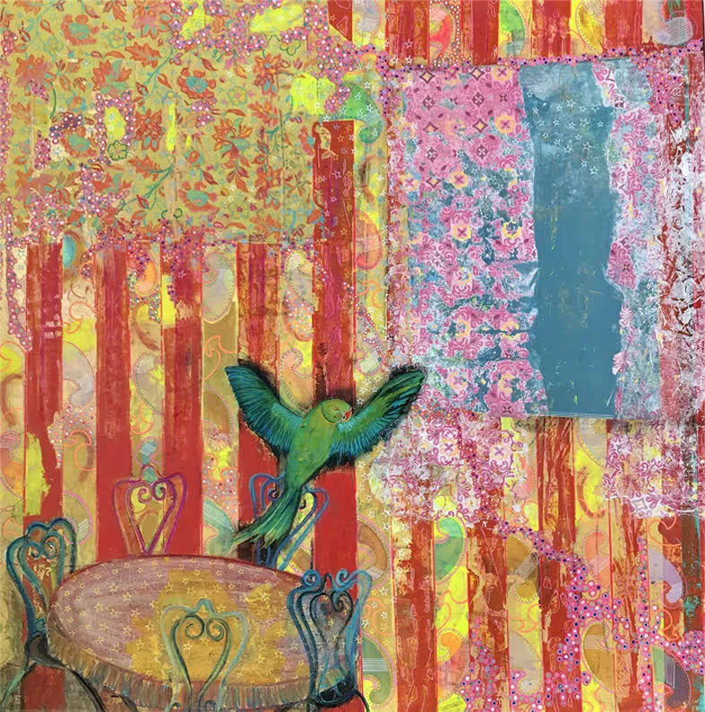 Paris-Nice-Mumbai, 2017 | Mixed media on canvas | 100 x 100 cm | £1,200