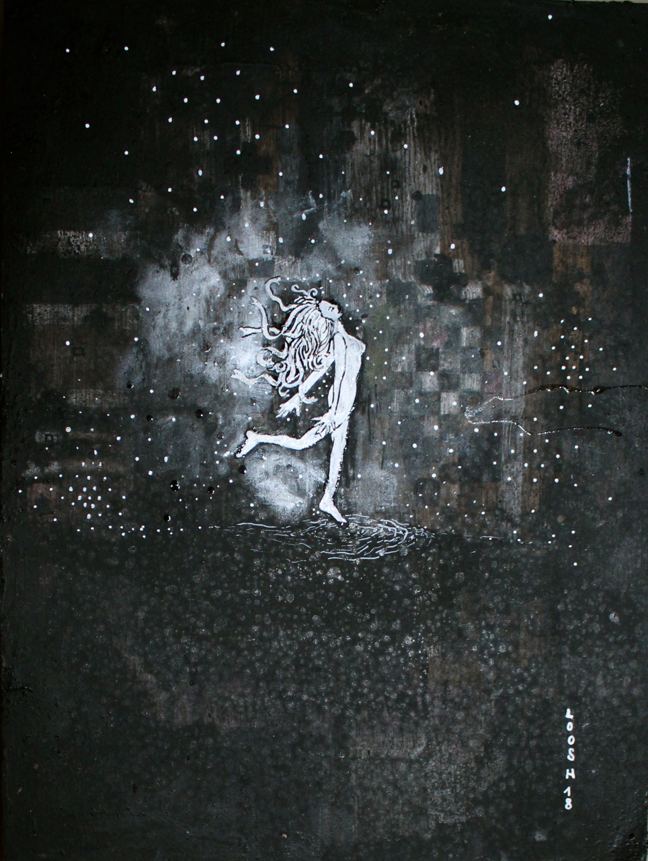 I am happy only when it rains, 2018 | Mixed media on reclaimed wood | 29 x 39 cm | £380 (framed)