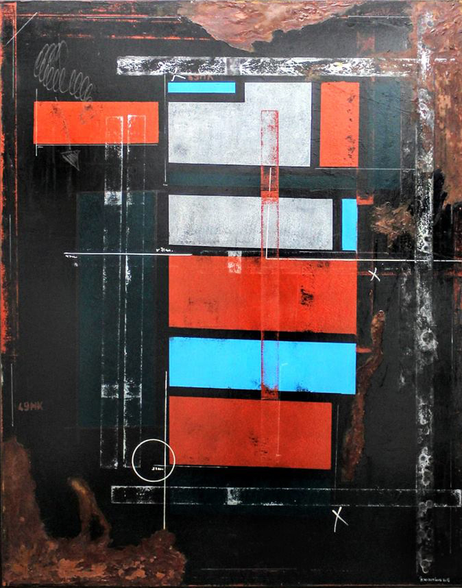 There is a stone in my heart, 2018 | Acrylic with metal elements on canvas | 153 x 123 cm | £4.000