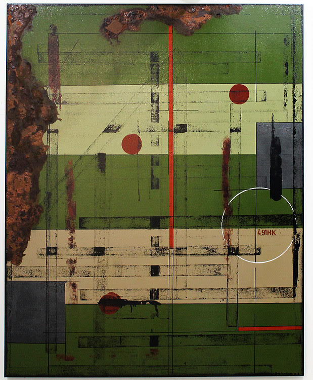Breakfast with Rothko, 2018 | Acrylic with metal elements on canvas | 153 x 123 cm | £4.000