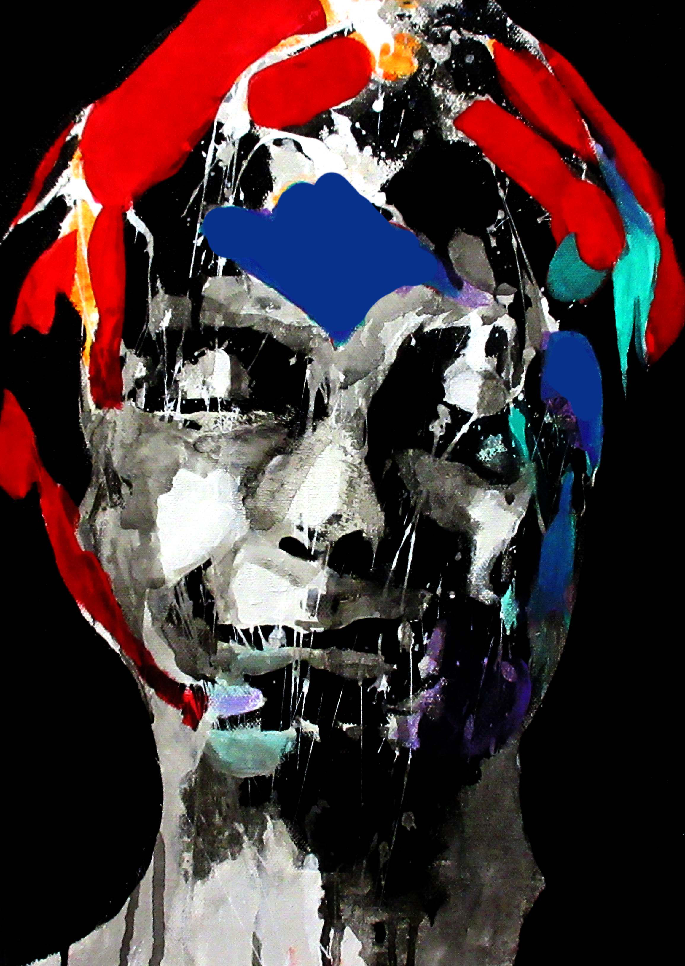 Il peint avec sa tête, 2018 | Mixed media on canvas | 40 x 25 cm | £220