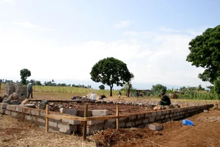 First classroom block construction.