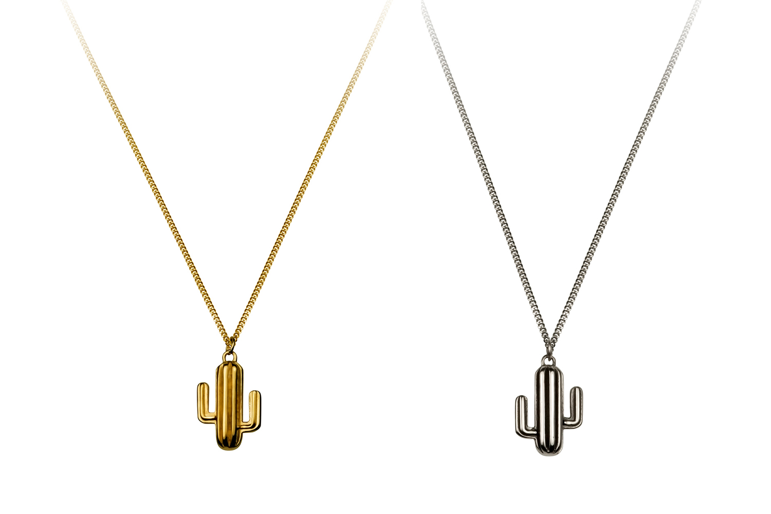 Small Cacti Necklaces in gold and silver